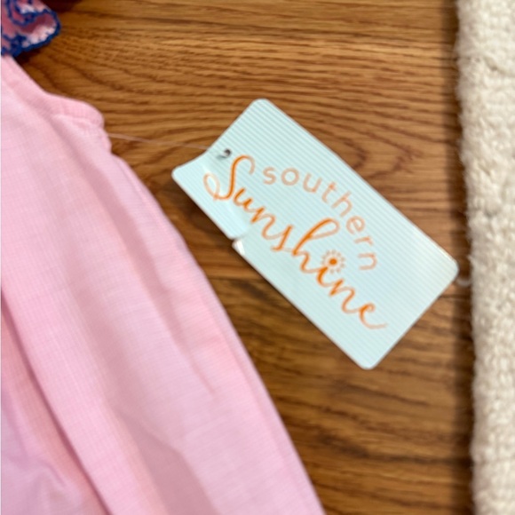 Southern Sunshine The Swordfish Smocked Light Pink Gingham Bishop Dress NWT - Picture 4 of 10